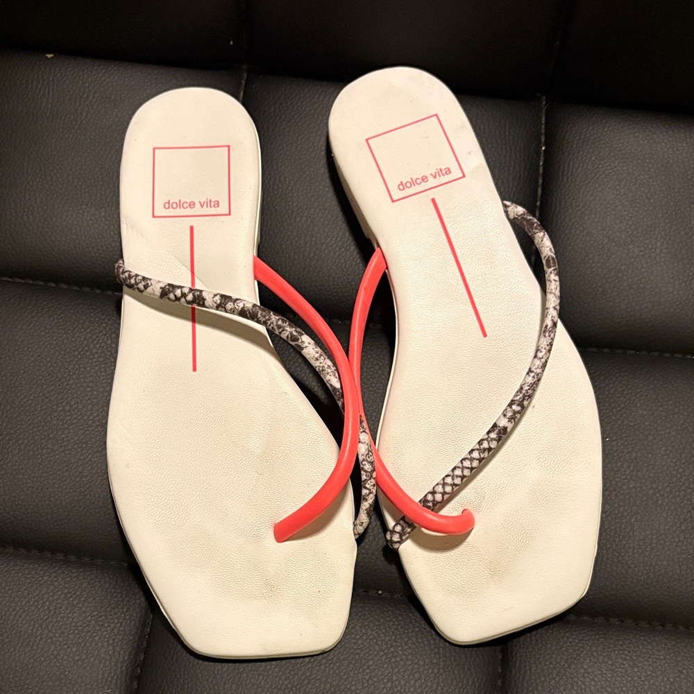 Dolce Vita Women's Sandals - White, Coral and Snake